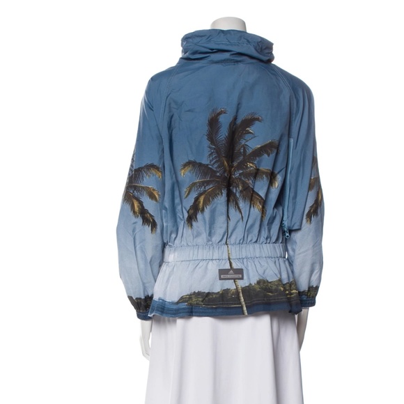 226. STELLA MCCARTNEY Adidas Palm Tree 1/2 Zip Windbreaker $250 EUC Medium - Picture 3 of 3